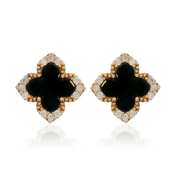 Georgini - Midnight Velvet Black Agate Fairwater Stud Earrings Gold