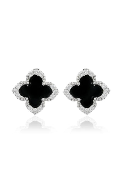 Georgini - Velvet Black Agate Fairwater Stud Earrings SIlver