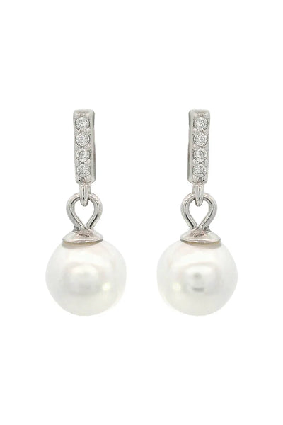 Georgini - Effortless Glow Bar Dangle Pearl Earrings SIlver