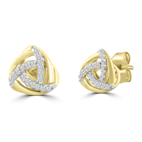 Brent Weatherall - 9ct Yellow Gold 0.10ct Entwined Diamond Set Earrings
