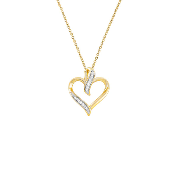 Brent Weatherall - 9ct Yellow Gold Heart Shaped Diamond Set Pendant On A 45cm 9ct Gold Chain