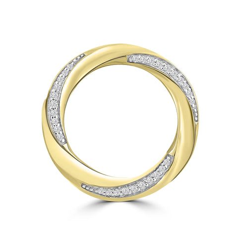 Brent Weatherall - 9ct Yellow Gold 0.10ct Diamond Twist Circle Pendant On A 50cm Chain