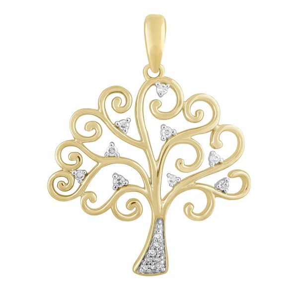 Brent Weatherall - 9ct Two Tone Gold Tree Of life Set With 0.05ct Diamond Necklace on 45cm Chain