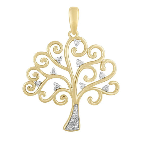 Brent Weatherall - 9ct Two Tone Gold Tree Of life Set With 0.05ct Diamond Necklace on 45cm Chain