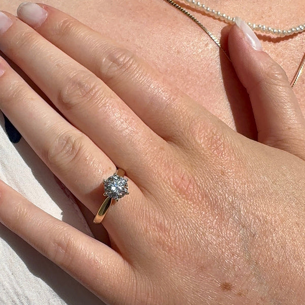 BWJ - 9ct Two Tone Certificated 1.51ct E VS1 Lab Grown Diamond 6X Claw Set Ring