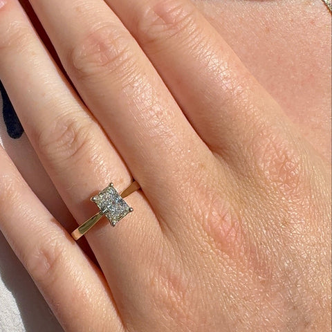 BWJ - 9ct Two Tone 1.01ct Certificated Radiant Cut Lab Grown Diamond F VS1 4X Claw Set