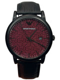 Emporio Armani -  Three-Hand Burgundy/black leather strap
