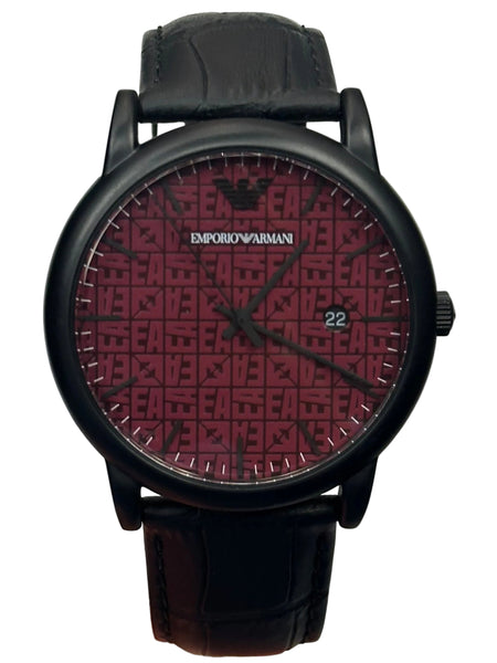 Emporio Armani -  Three-Hand Burgundy/black leather strap