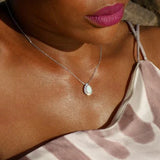 Georgini Opal Glow Rozelle White Created Opal Pendant Silver