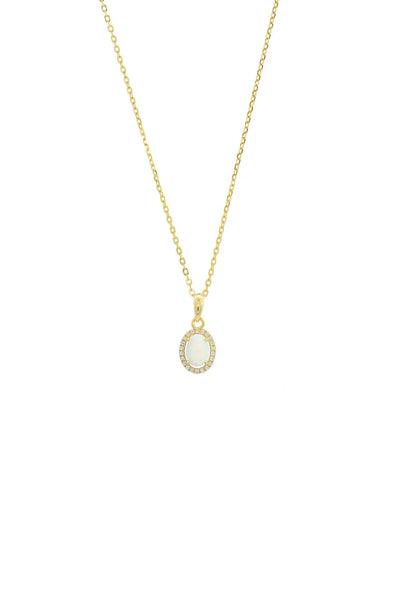 Georgini - Opal Glow Blackwattle White Created Opal Pendant Gold