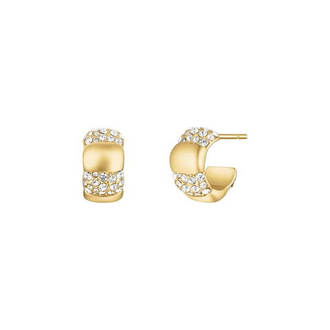 Rosefield Jewellery - Striped Crystal Huggies Gold Plated