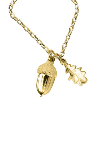 Karen Walker - Acorn & Leaf Necklace Gold Plated 50cm