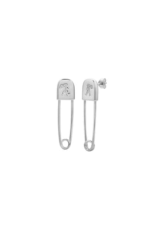 Karen Walker - Runaway Safety Pin Studs Silver
