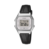 Casio - Retro Sliver Digital With Black Leather Strap