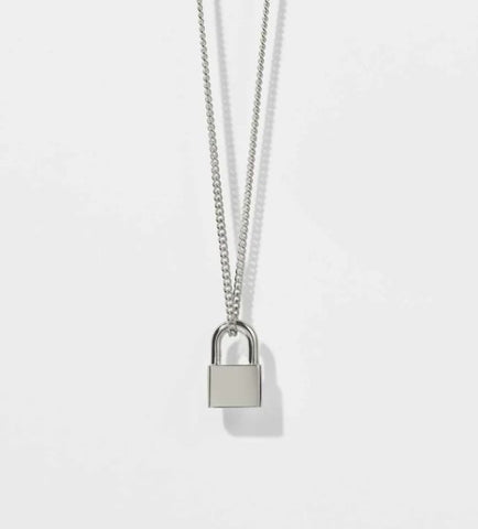 Locked Charm Necklace Sterling Silver