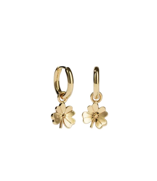Meadowlark - Lucky Clover Charm Earrings Sterling Gold Plate