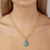 Dyrberg/Kern - Metta Gold Necklace Aqua & Light Blue