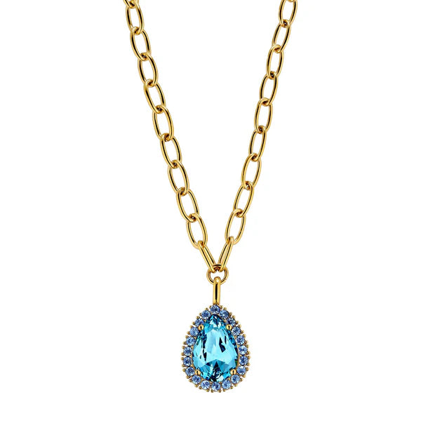 Dyrberg/Kern - Metta Gold Necklace Aqua & Light Blue