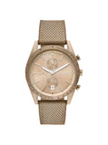 Michael Kors - Oversized Accelerator Beige Gold-Tone and Nylon Watch