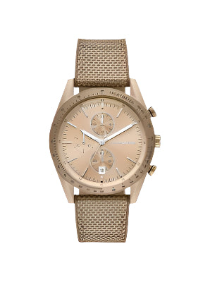 Michael Kors - Oversized Accelerator Beige Gold-Tone and Nylon Watch