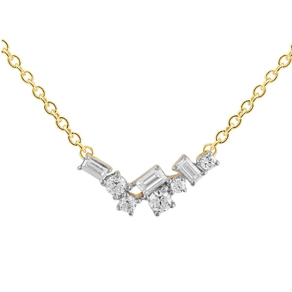 Brent Weatherall - 9ct Yellow Gold Baguette & Brilliant Cut Diamond Set Necklace