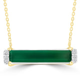 Brent Weatherall - 9ct Yellow Gold Rectangle Green Onyx & Diamond Set Pendant