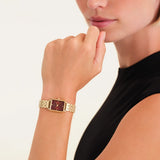 Rosefield Watch - Octagon Extra Small Sunray Gold & Burgundy Watch