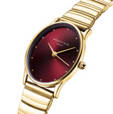 Rosefield Watch - Oval Sunray Gold & Burgundy