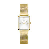 Rosefield Watch - Octagon Extra Small White Dial & Gold Mesh Watch