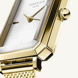 Rosefield Watch - Octagon Extra Small White Dial & Gold Mesh Watch