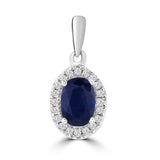 Brent Weatherall - Sapphire & Diamond Pendant On A 9ct White Gold 45cm Chain
