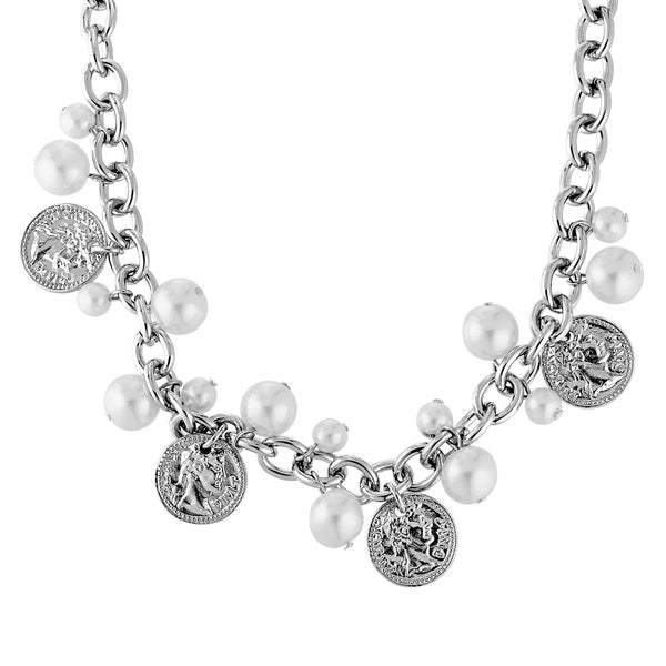 Dyrberg/Kern - Penelope Shiny Silver Necklace White Pear