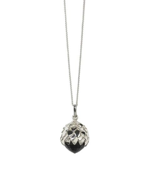 Meadowlark - Large Protea Necklace Onyx Sterling Silver