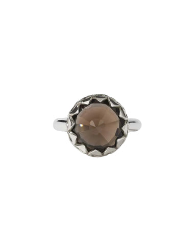 Meadowlark - Large Protea Ring Smoky Quartz Sterling Silver