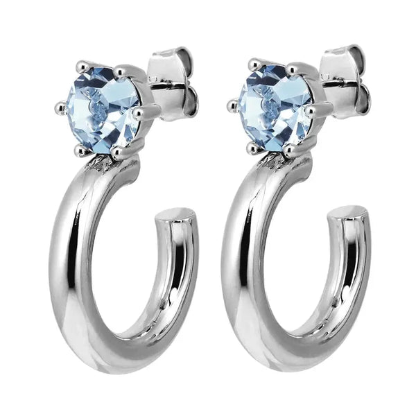 Dyrberg Kern - Quinte Shiny Silver Hoop Earrings Light Blue