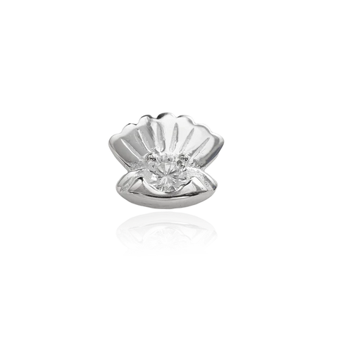 Stow - Scallop Charm Silver and Cubic Zirconia