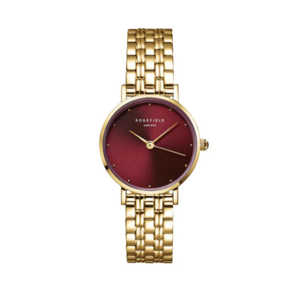 Rosefield Watch - Small Edition Sunray Gold & Burgundy