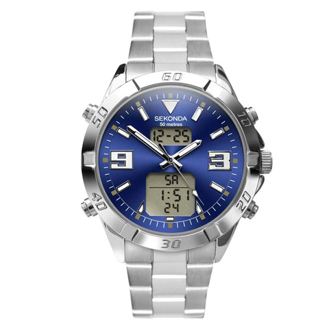 Sekonda - Digital Watch Silver Case & Blue Dial