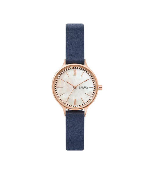 Skagen - Anita Three-Hand Blue Leather Watch