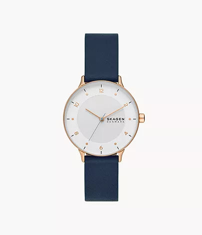 Skagen - Riis Three-Hand Blue Leather Watch