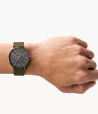 SKagen - Aaren Naturals Green 100% Cotton Backed With Leather Watch