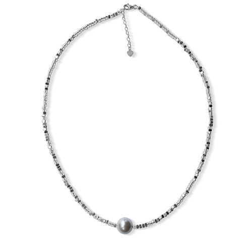 Fabuleux Vous - Silver Perle Silver Plated Hematite Fresh Water Pearl Necklace