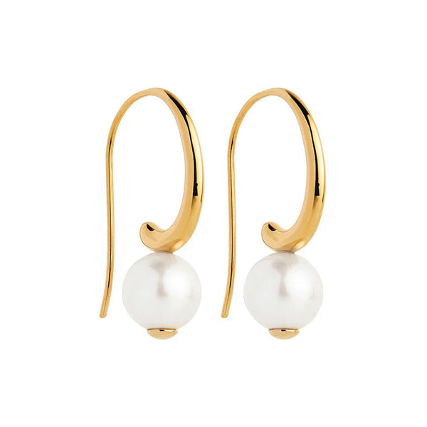 Najo - Fern Pearl Earrings Gold Plated