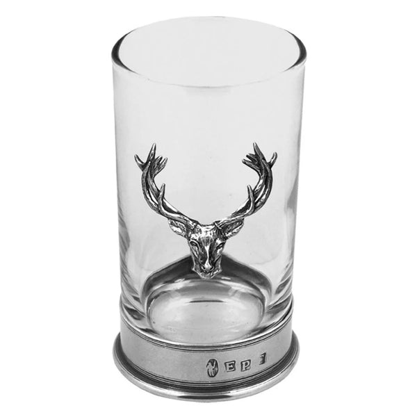 English Pewter Company - 8oz Stag Head Highball Spirits Glass