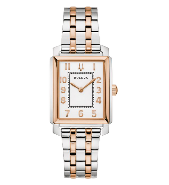 Bulova - Ladies Two-Tone IP Stainless Steel Analog Watch with White Dial