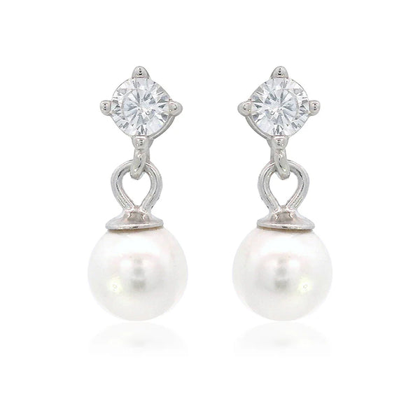 Georgini - Touch Of Sparkle Dangle Drop Pearl Earrings Silver