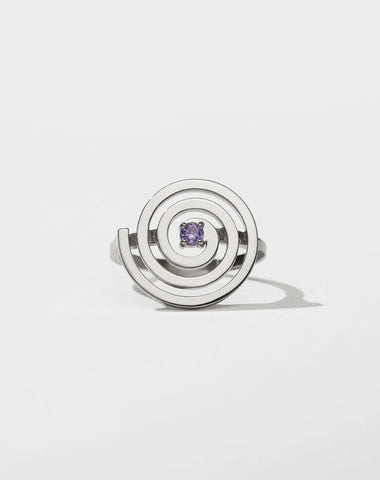 Meadowlark - Spiral Ring Set SS Amethyst