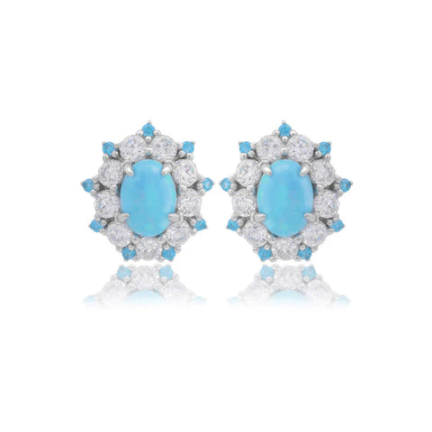 Georgini - Opal Glow Barangaroo Blue Created Opal Earrings