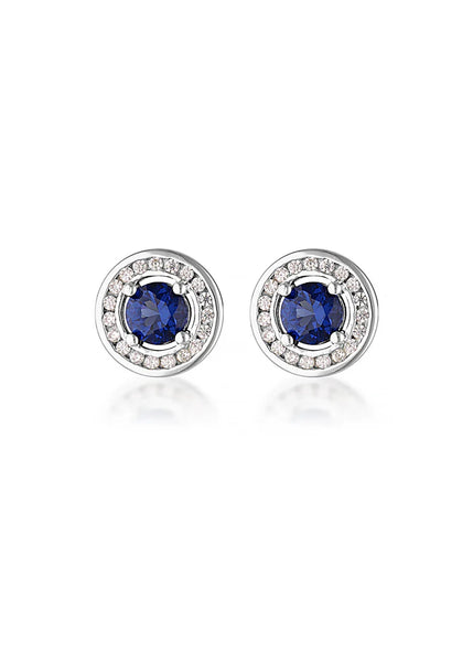 GEORGINI - MILETONE BLUE NANO HALO STUD EARRINGS SILVER