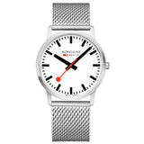 Mondaine - Simply Elegant Unisex White Dial Mesh Strap Watch